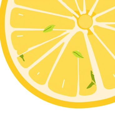 A close-up of "vibrant citron slices" arranged in a "decorative pattern." Each slice features a bright yellow color with a glossy texture. The slices are placed in a circular fashion, showcasing their "zesty" and "juicy" segments. There are small green leaves interspersed among the slices, adding a touch of contrast. The background is a soft, light color to highlight the vividness of the citrons.