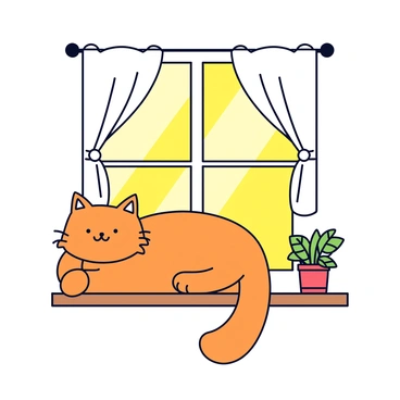 A cat lounging on a windowsill with sunlight streaming in and minimal decor.