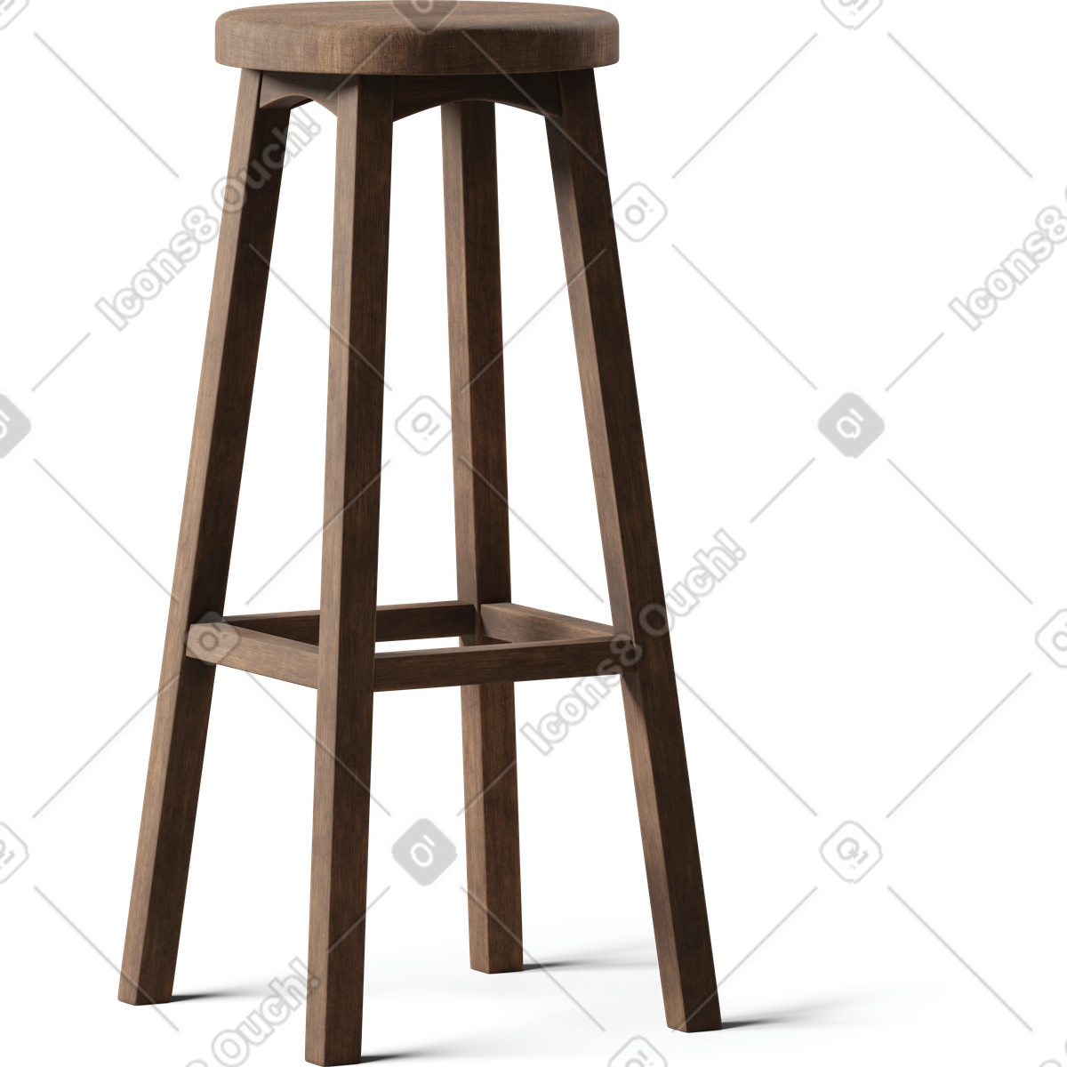 Ilustración Taburete de bar madera en estilo 3D Business a descargar en PNG y SVG