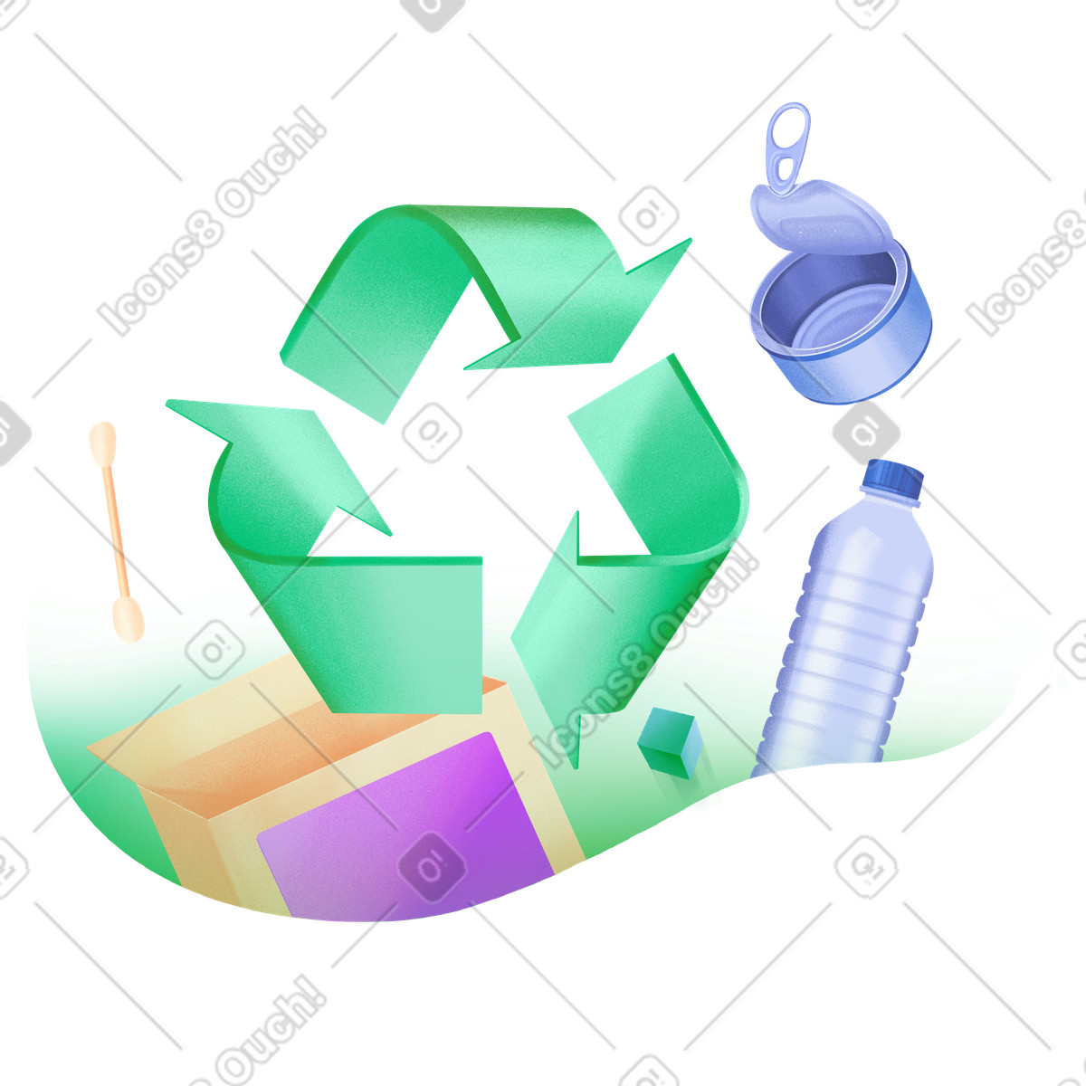 폐기물의 분류 및 재활용 illustration in Smart style download in PNG, SVG