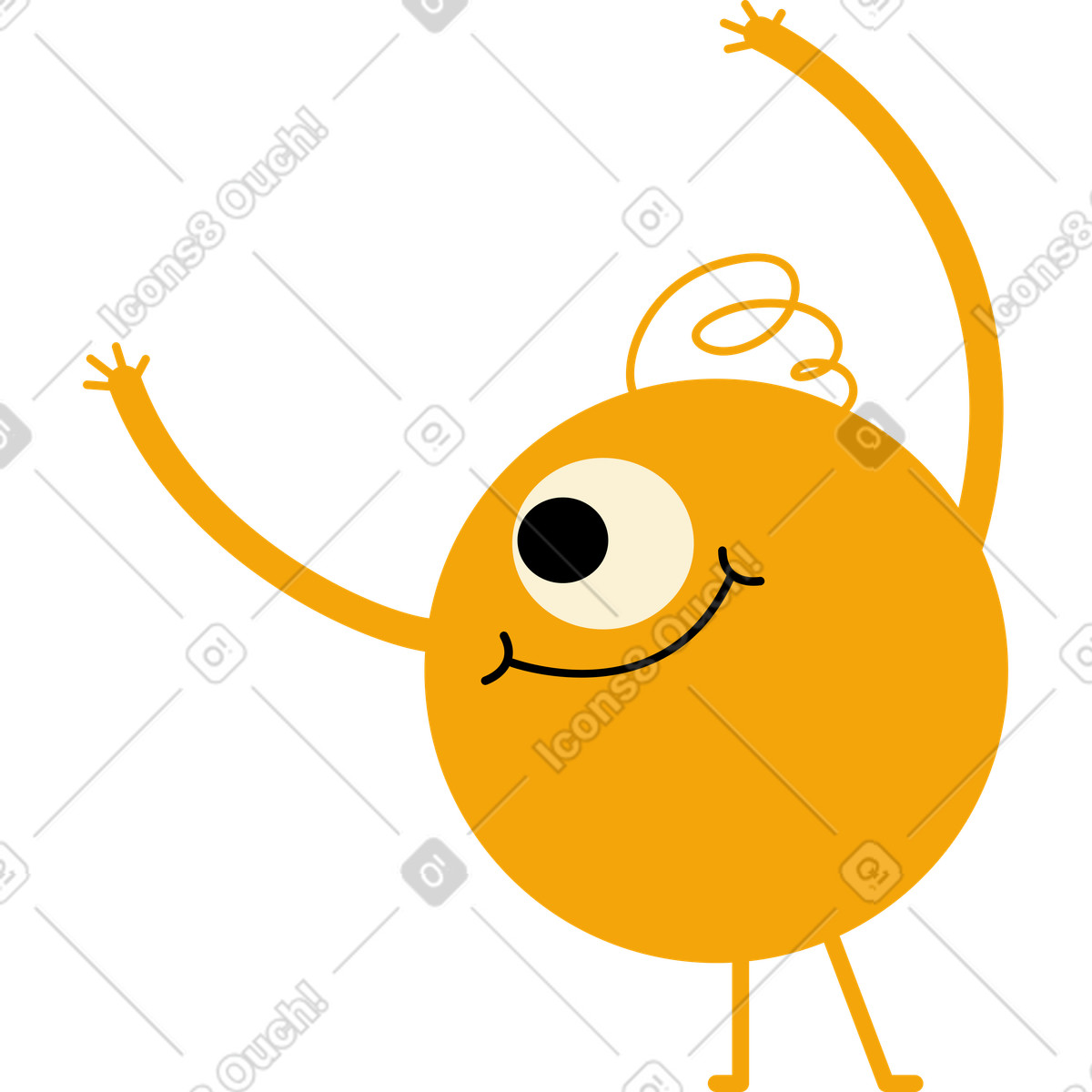 Ilustração de Personagem redondo amarelo com as mãos para cima em no estilo Jelly baixar em PNG, SVG