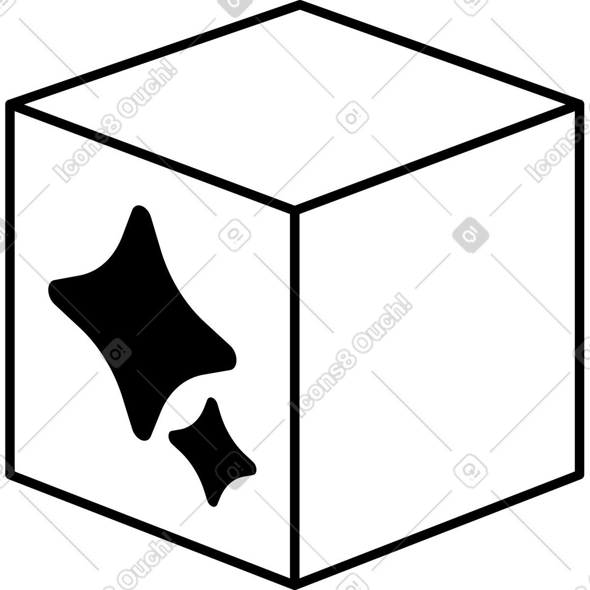 Ilustração de Cube with neural network shape symbolizing artificial intelligence processing em no estilo Notion Line Art para baixar em PNG, SVG