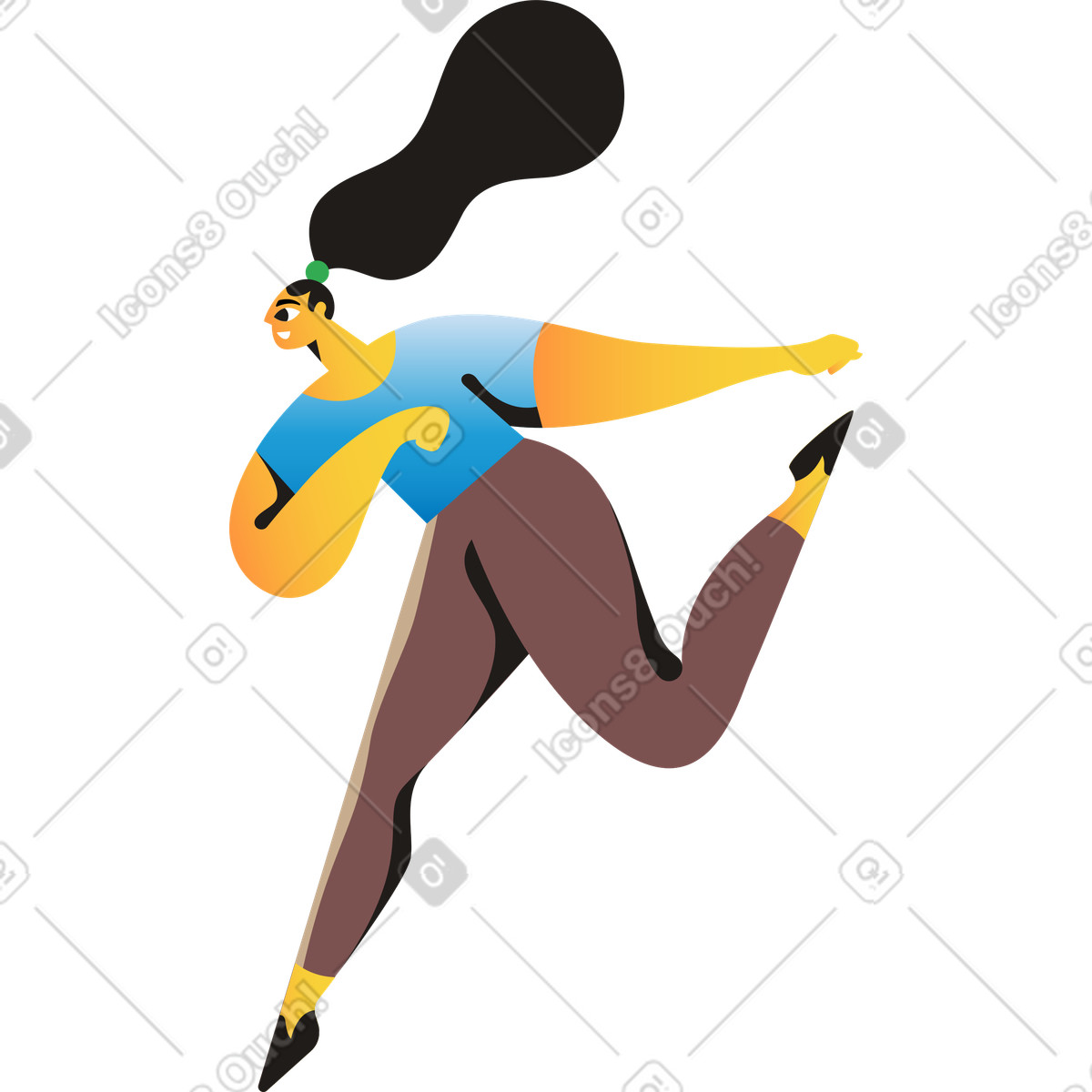 Illustration Fille en cours d'exécution dans le style Jaconda à télécharger aux formats PNG, SVG
