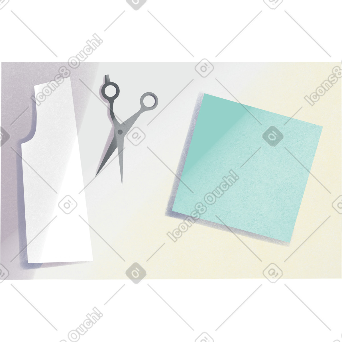 Ilustración Board with sewing scissors and patterns en estilo Shine a descargar en PNG y SVG