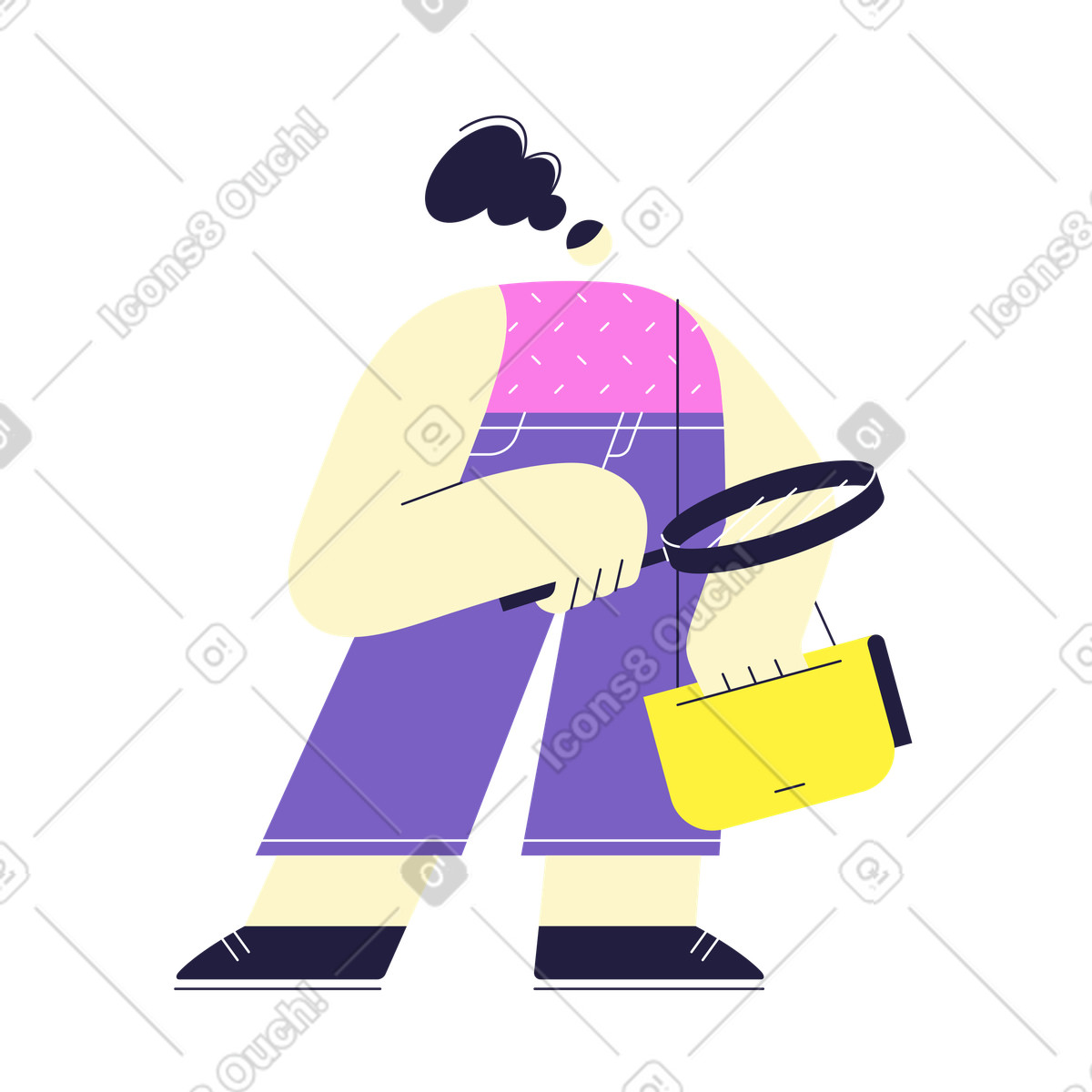 Иллюстрация Женщина ищет что-то в кармане в PNG и SVG