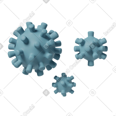 Ilustración 3D Blue coronavirus en estilo Cuidado de la salud Casual life a descargar en PNG y SVG