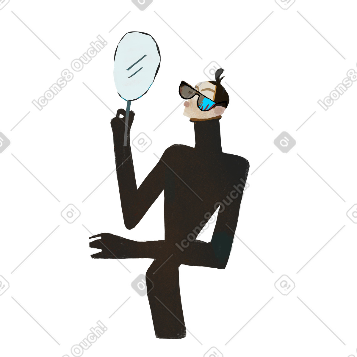 下载 Fabulous 风格的 自恋者看着镜子里的自己 插画，支持 PNG、SVG 格式