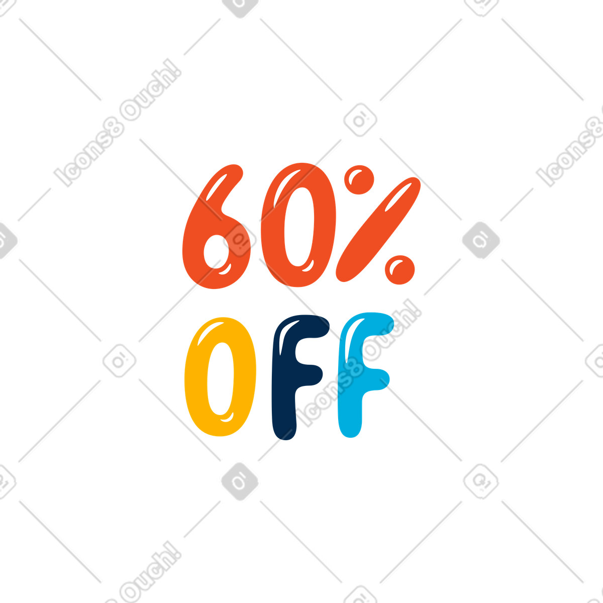 Ilustração de Sixty percent off em no estilo Flame para baixar em PNG, SVG