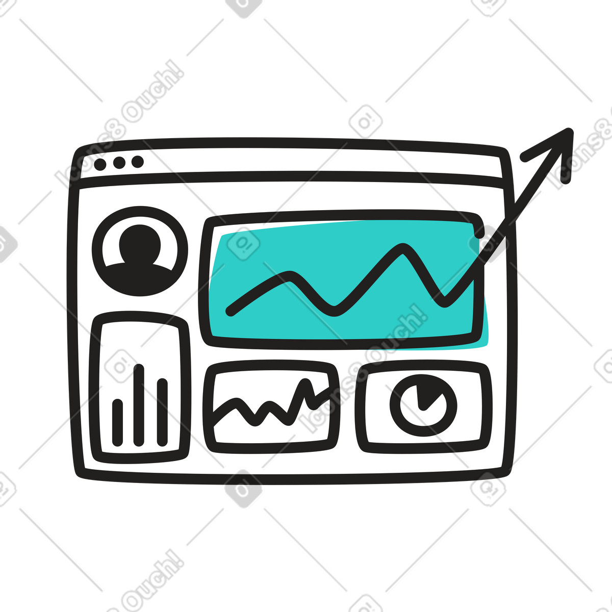 下载 Little 风格的 带有增长图表的仪表板 插画，支持 PNG、SVG 格式