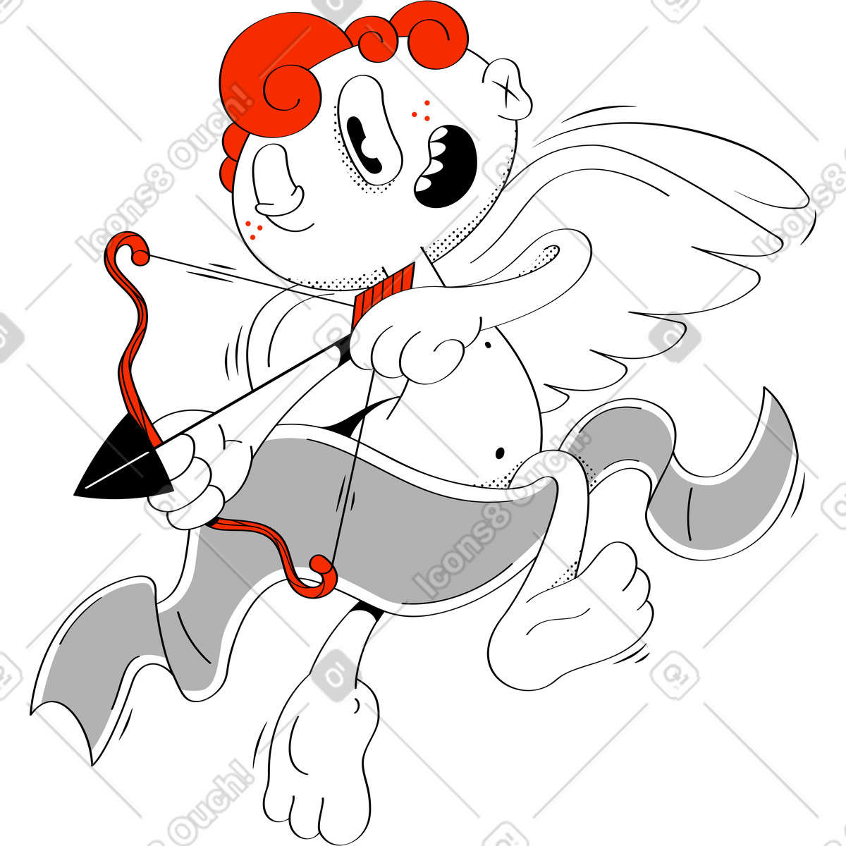 Looney スタイルの Angel cupid archery のイラストをPNG、SVG形式でダウンロード
