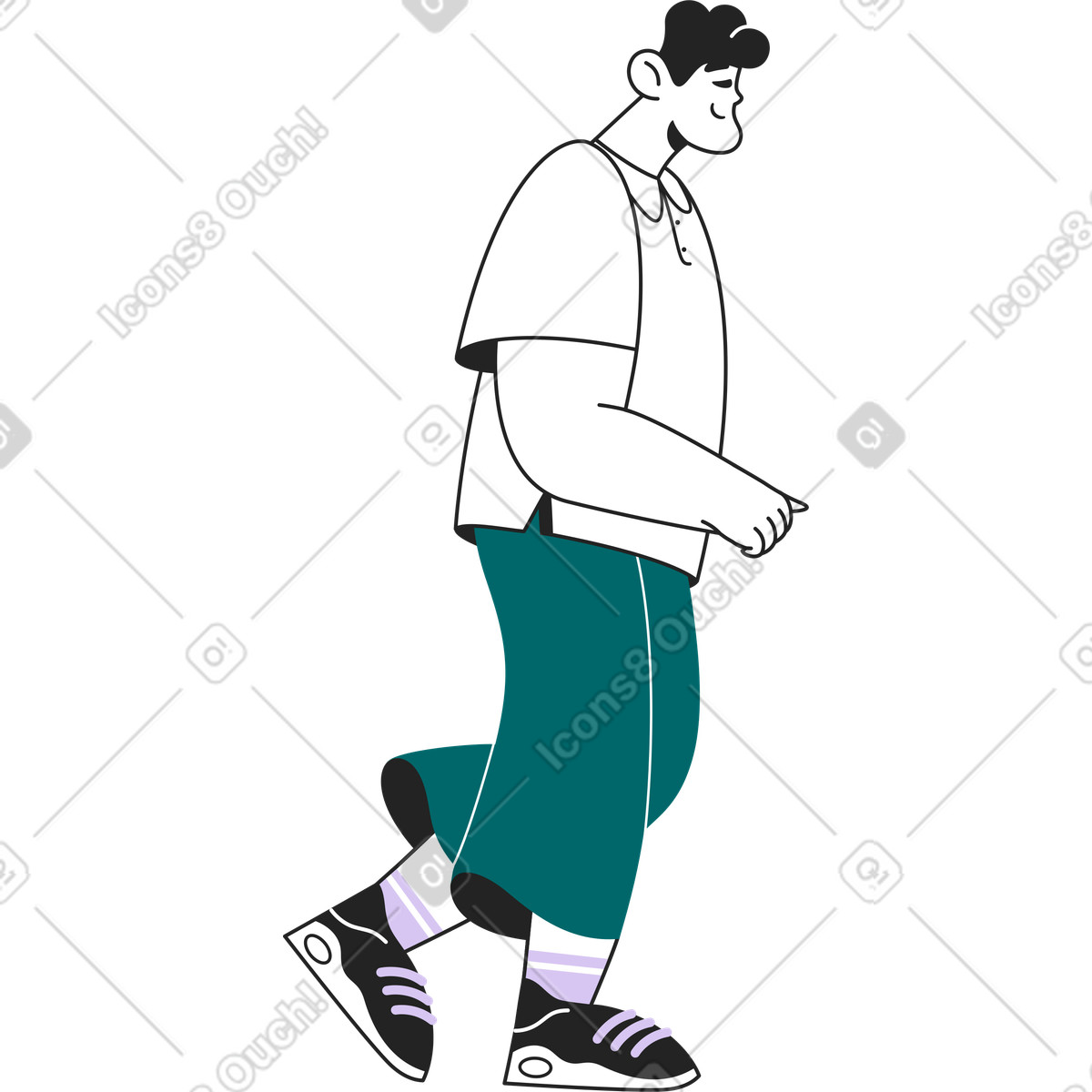 Standing man illustration in Sammy Line style download in PNG, SVG