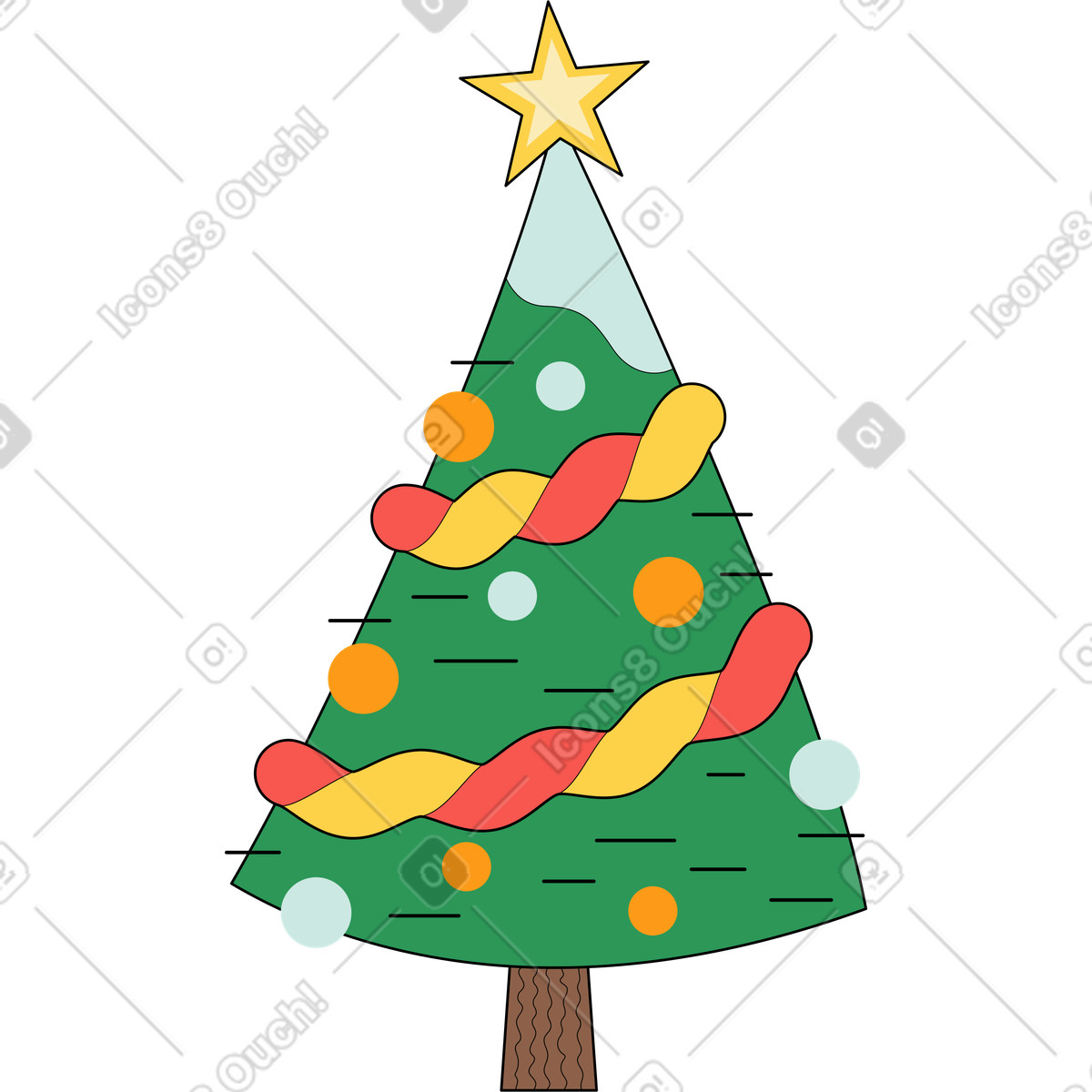 Surr スタイルの クリスマスツリー のイラストをPNG、SVG形式でダウンロード