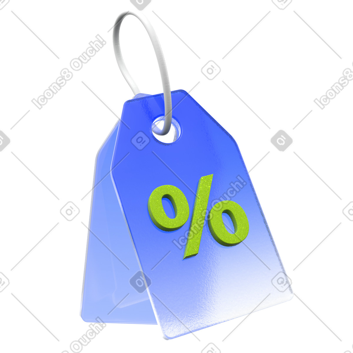 Ilustración Etiqueta de precio con descuento, etiquetas azules dobles signo porcentaje, oferta especial en estilo 3D Enterprise a descargar en PNG y SVG