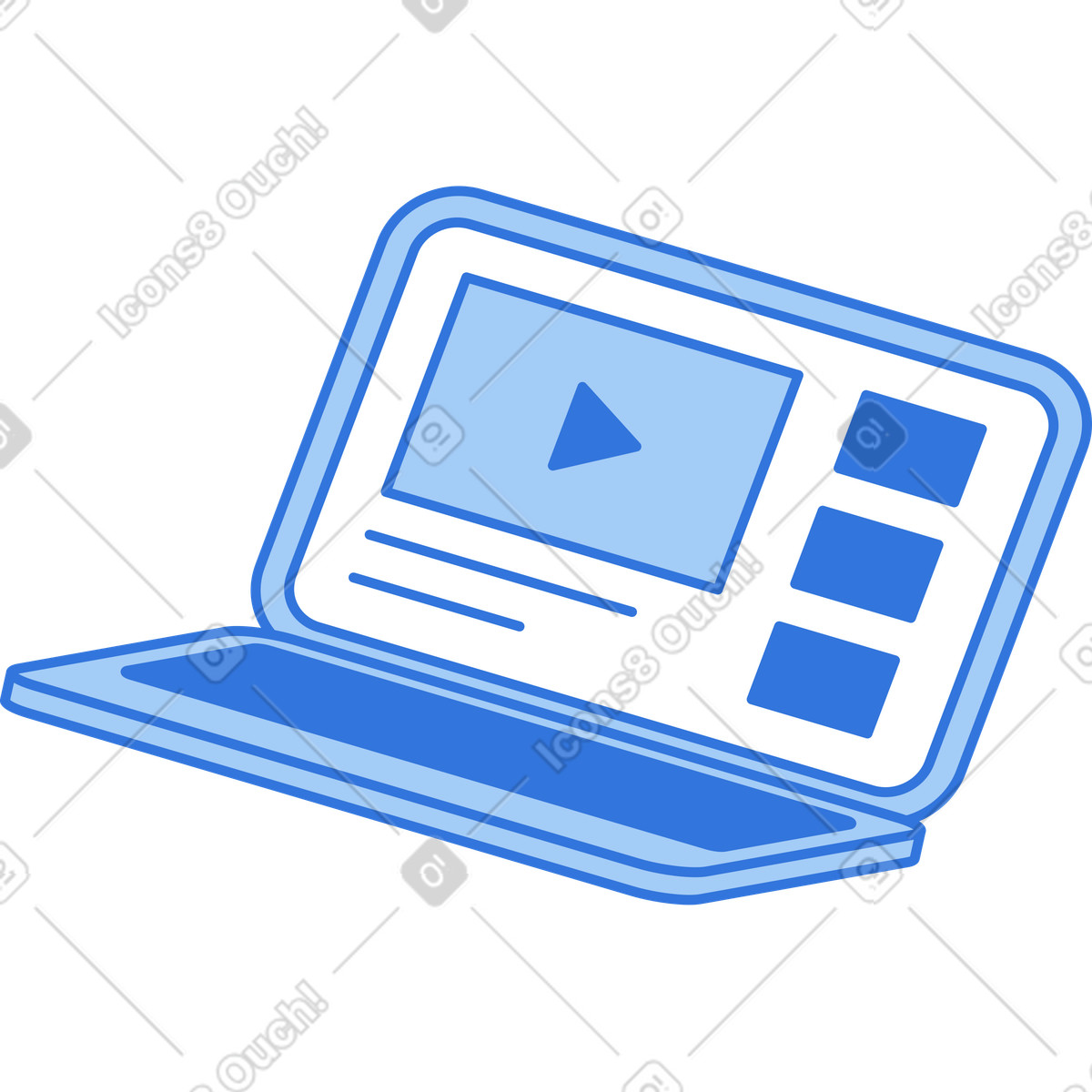 Laptop mit video-Illustration im Sky-Stil als Download in PNG, SVG