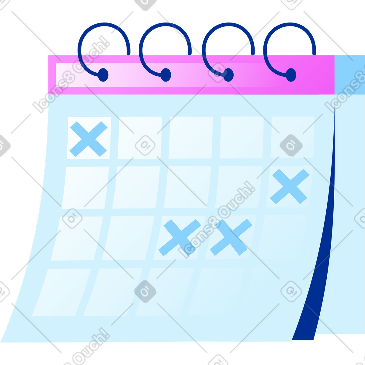 Calendar marked illustration in Glossy style download in PNG, SVG