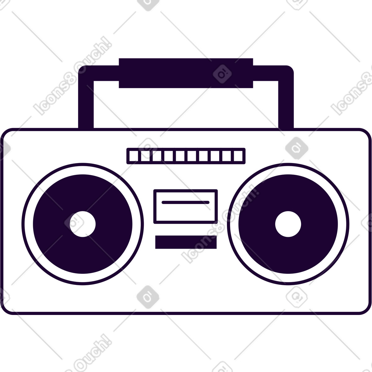 Illustration Magnétophone rétro avec haut-parleurs dans le style Martina à télécharger aux formats PNG, SVG