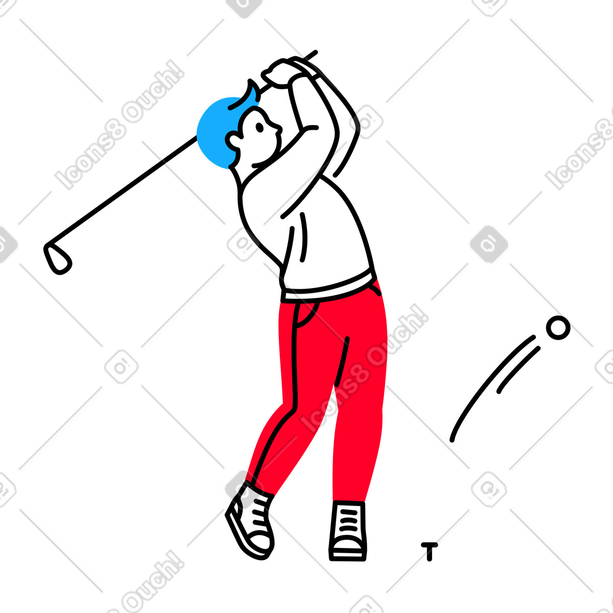 Ilustração de Golfista balança e bate na bola com um taco em no estilo Transistor para baixar em PNG, SVG