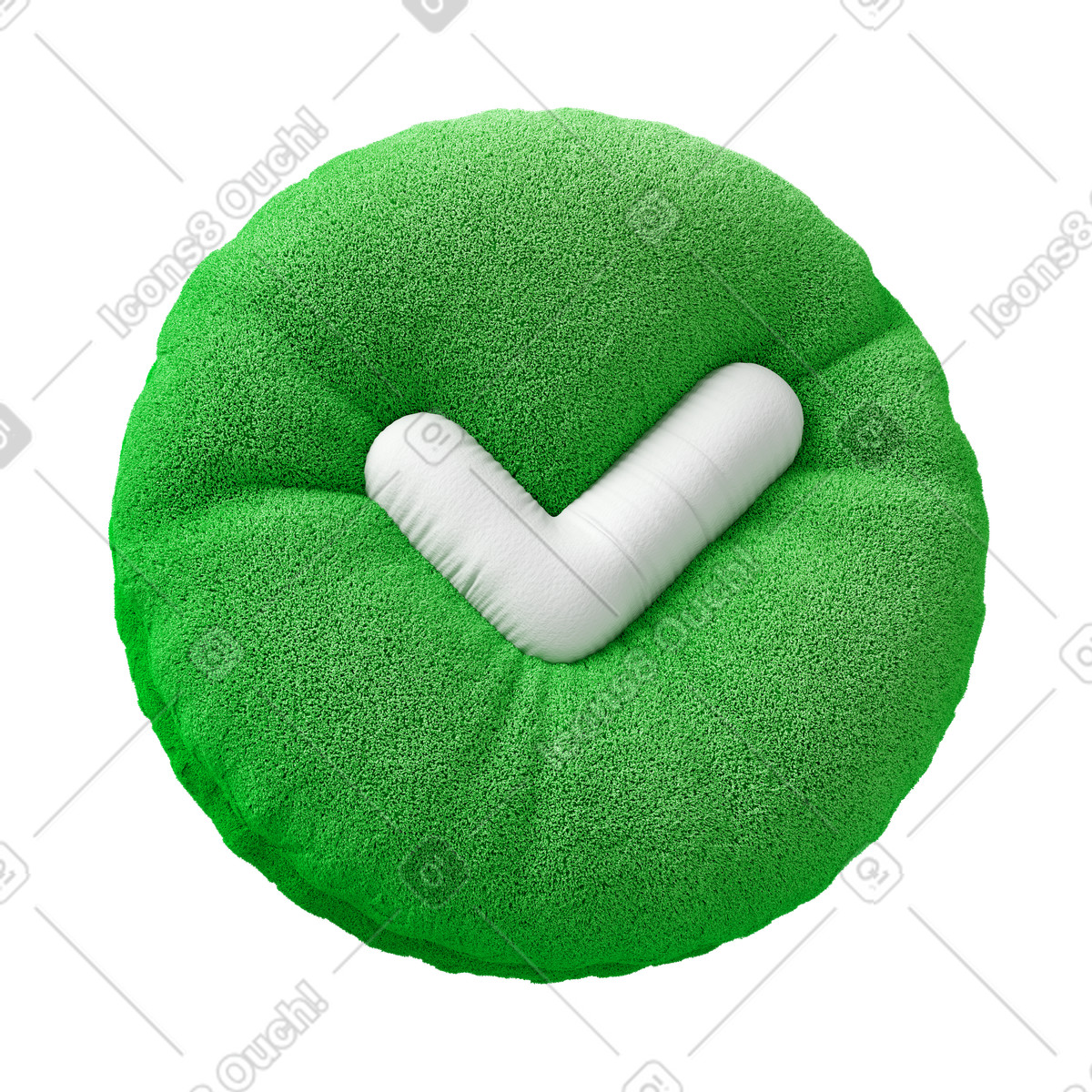 Green check mark illustration in 3D Plush icons style download in PNG, SVG