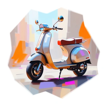 An artistic sketch of a gas moped drawn with bold, expressive lines