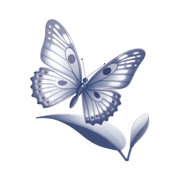 A butterfly perched on a leaf, displaying its symmetrical wings. The left wing features intricate patterns created with illustration markers, while the right wing showcases a different design rendered with alcohol markers. The body of the butterfly is slender and delicate, with detailed textures. The leaf beneath it has distinct veins and a textured surface, adding depth to the composition. The background is softly blurred to focus on the butterfly's vibrant patterns and colors.