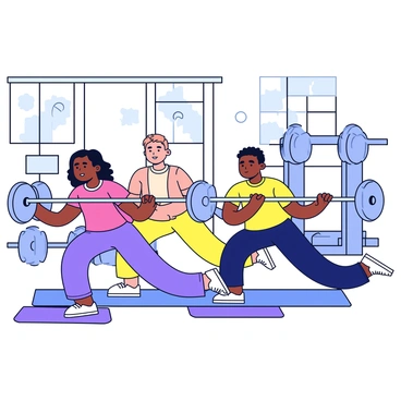 A diverse group of individuals is performing inverted rows in a gym setting. There are three individuals, one with dark skin, one with light skin, and one with medium skin, all engaged in the exercise. Each person is using a horizontal bar, positioned at a comfortable height for them. The gym has various fitness equipment in the background, including weights and exercise mats. Large windows allow natural light to fill the space, highlighting the inclusive atmosphere. The individuals display focused expressions while maintaining proper form, emphasizing collaboration and community.