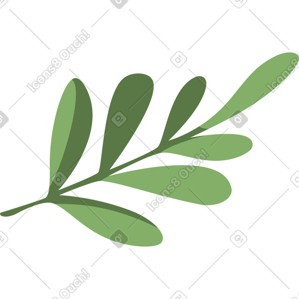 Ramoscello con foglie illustrazione in stile Lagom scarica in PNG, SVG