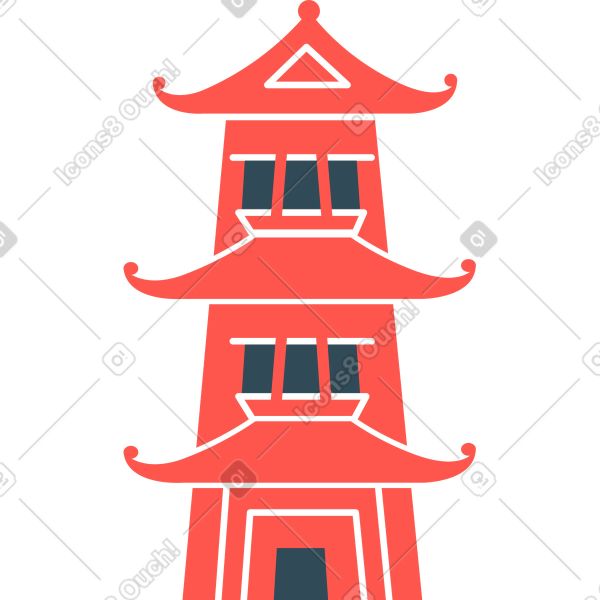 Illustration Pagode dans le style Kingdom à télécharger aux formats PNG, SVG