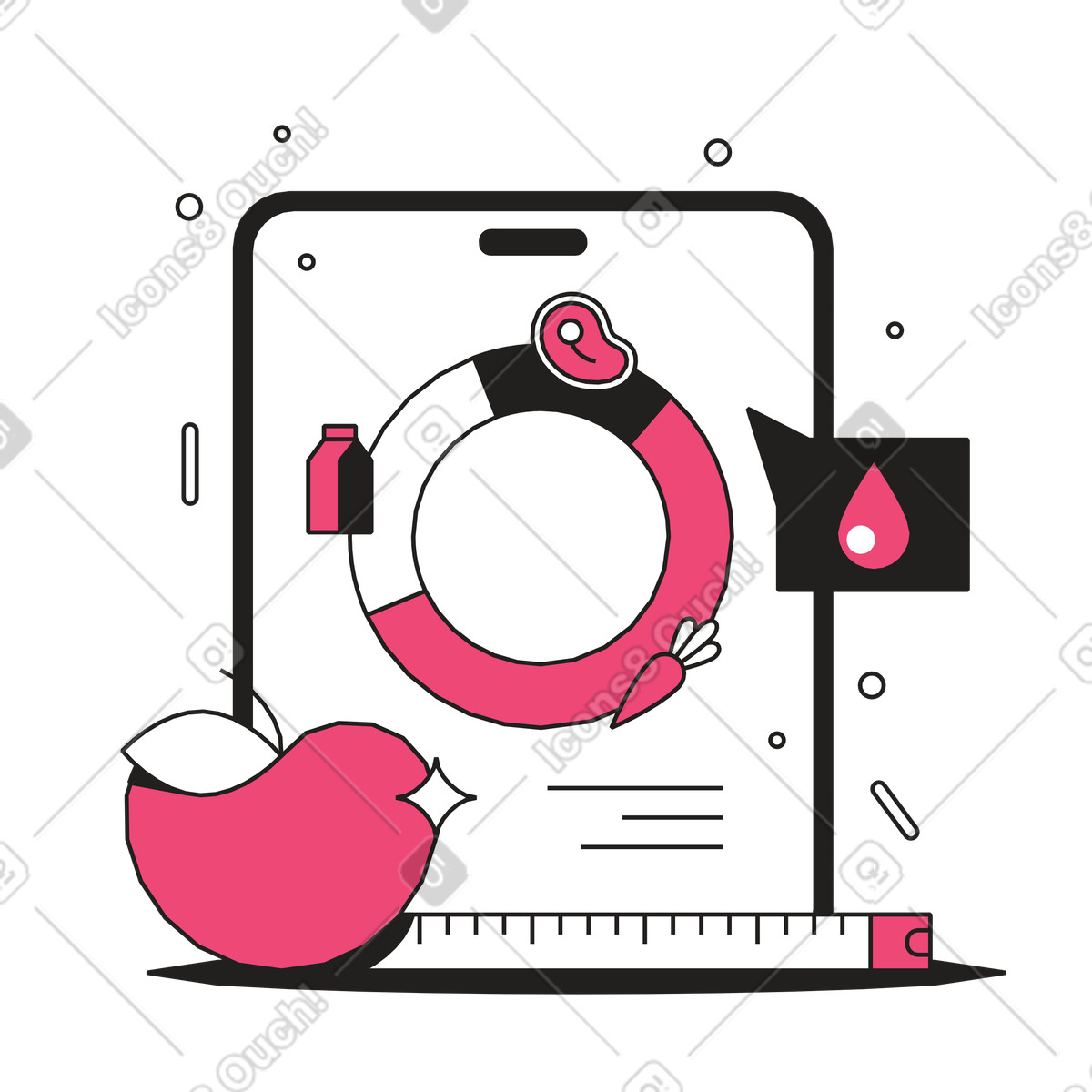 Diät-app zum abnehmen-Illustration im Dazzle Line-Stil als Download in PNG, SVG