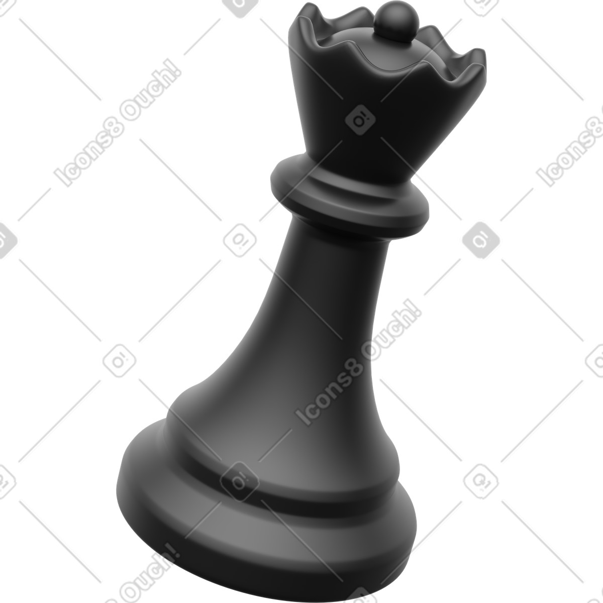 Black chess king, strategy game piece, leadership concept icon illustration in 3D Playful style download in PNG, SVG