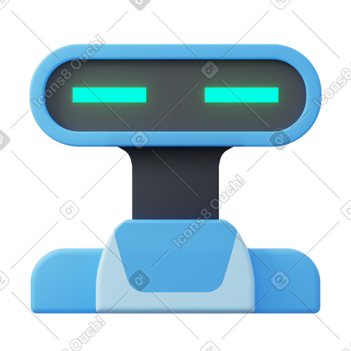 Blue robot with wide face illustration in PNG, SVG