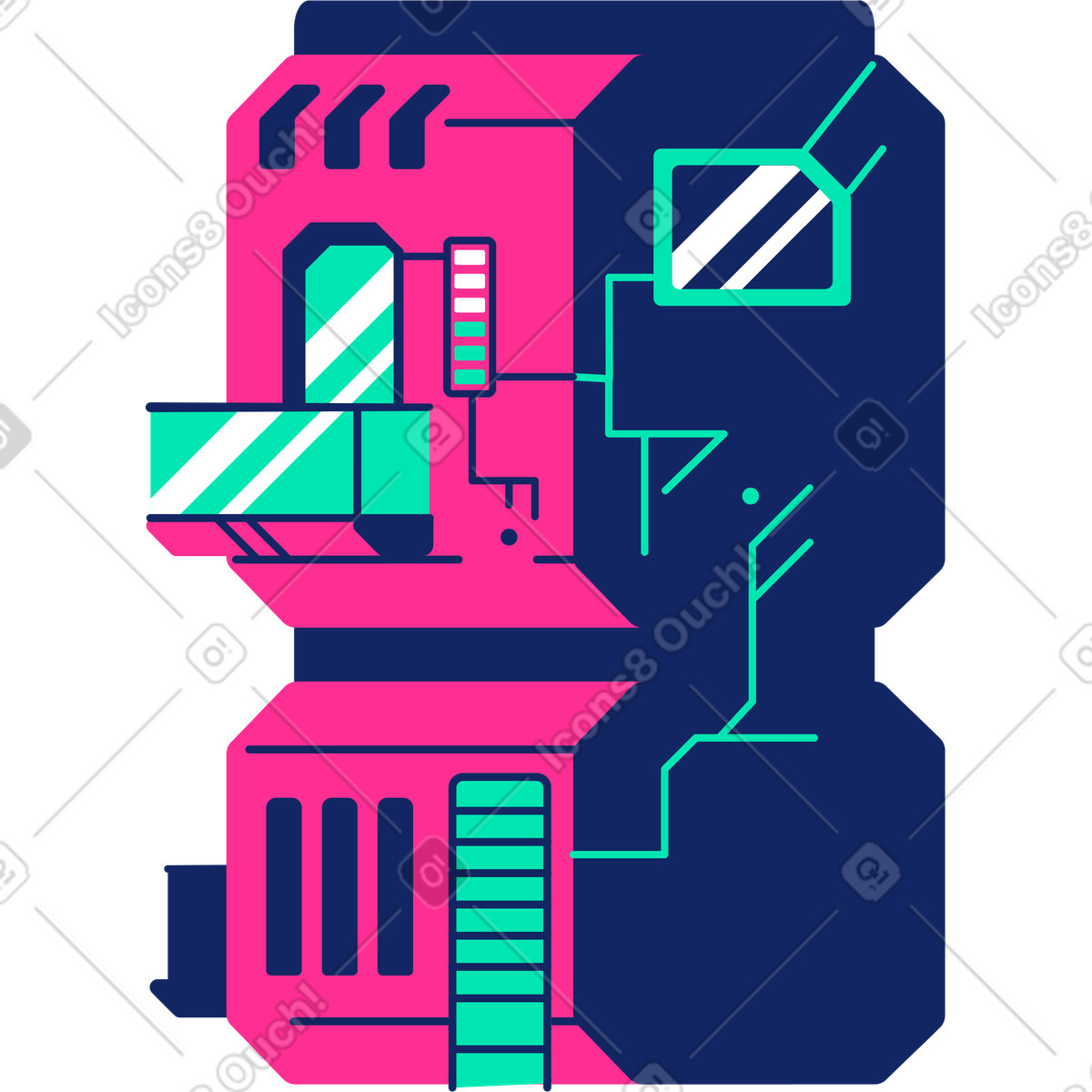 Ilustración Casa en estilo Cyborg a descargar en PNG y SVG