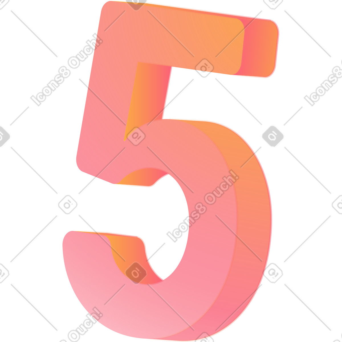 Morphis スタイルの 3d の 5 の字 のイラストをPNG、SVG形式でダウンロード