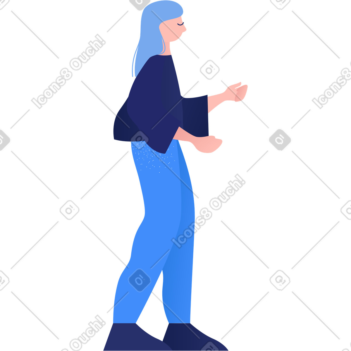 Clip スタイルの Girl standing のイラストをPNG、SVG形式でダウンロード