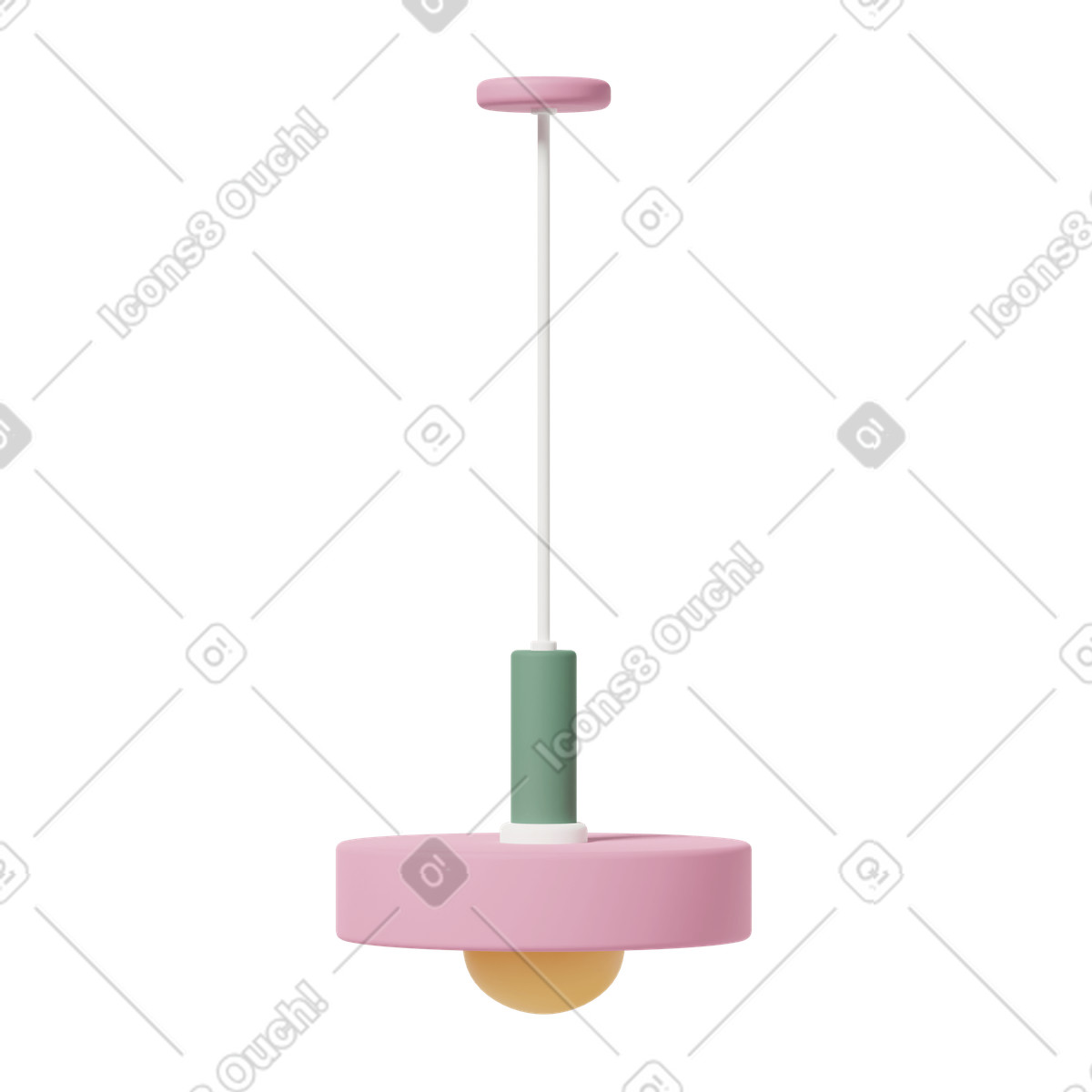 3D Casual life 스타일의 Chandelier with pink flat lampshade 일러스트레이션 PNG, SVG 다운로드