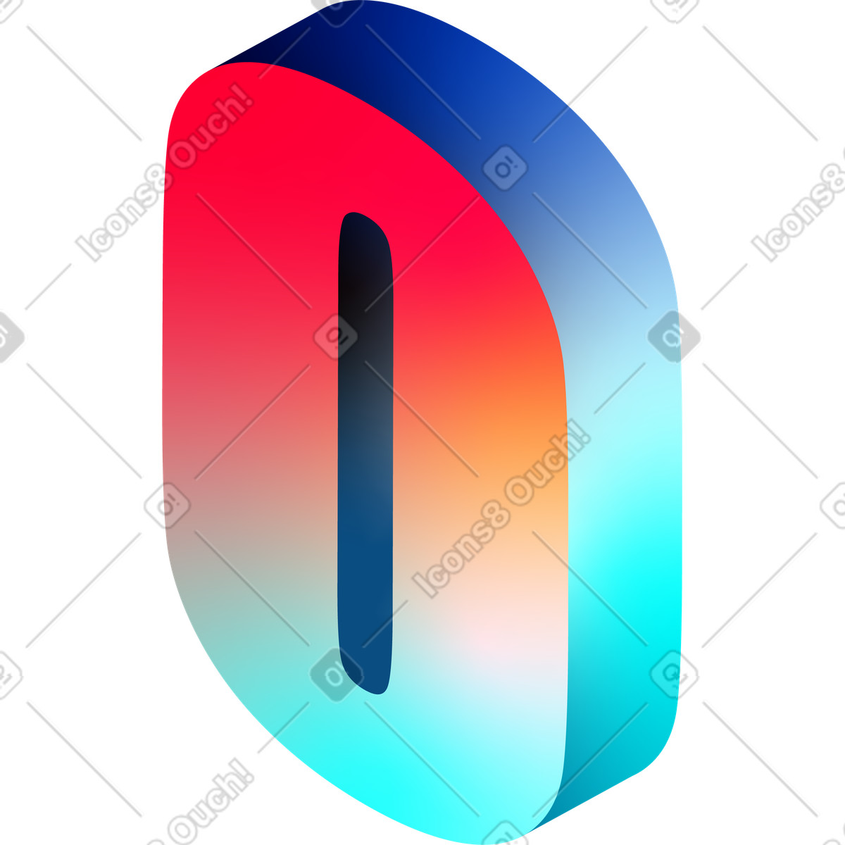 Illustration Lettre o isométrique dans le style Glare à télécharger aux formats PNG, SVG