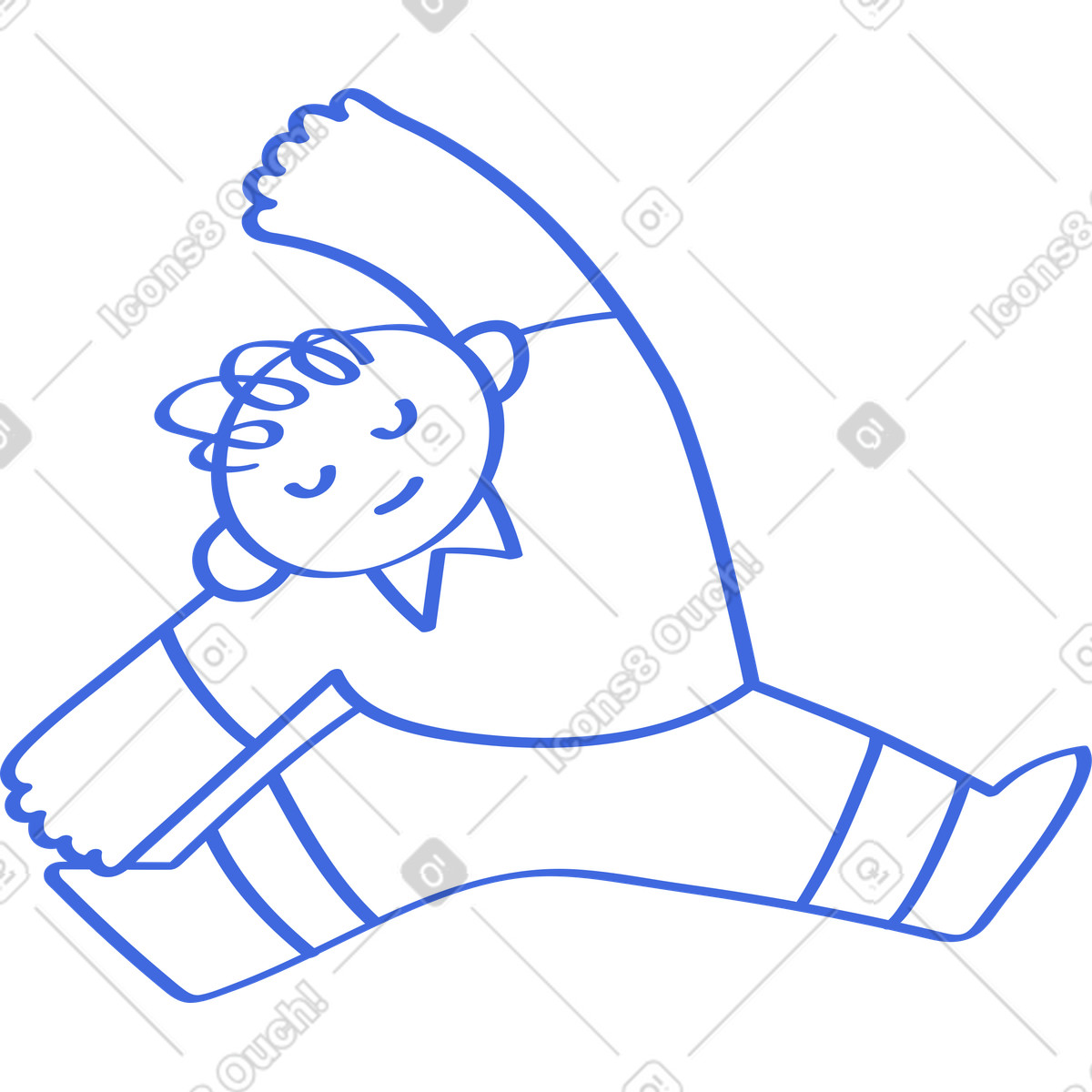 Ballpoint Pen 스타일의 Exercise warmup stretch with relaxed face and extended curved arm 일러스트레이션 PNG, SVG 다운로드