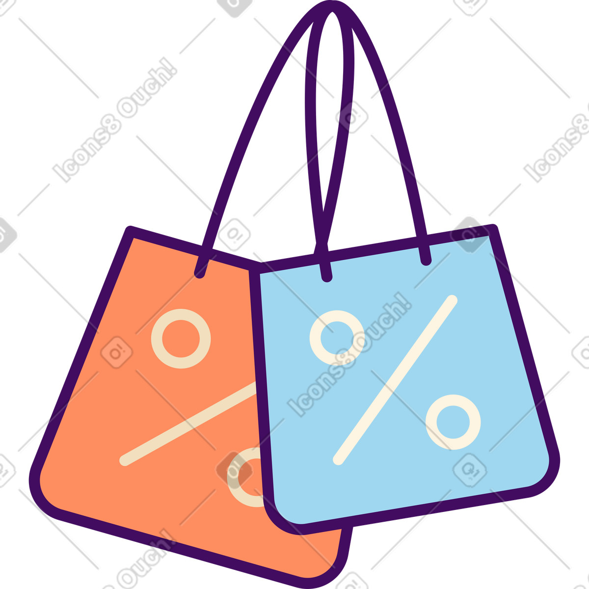 Bags with discount illustration in Simplistic style download in PNG, SVG