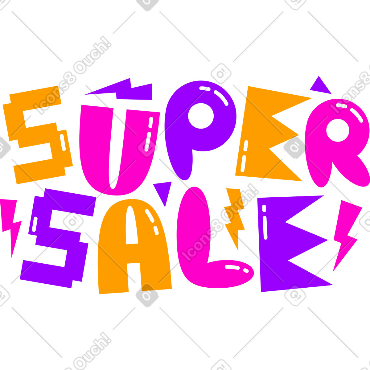Lettering super sale with design elements text illustration in style download in PNG, SVG