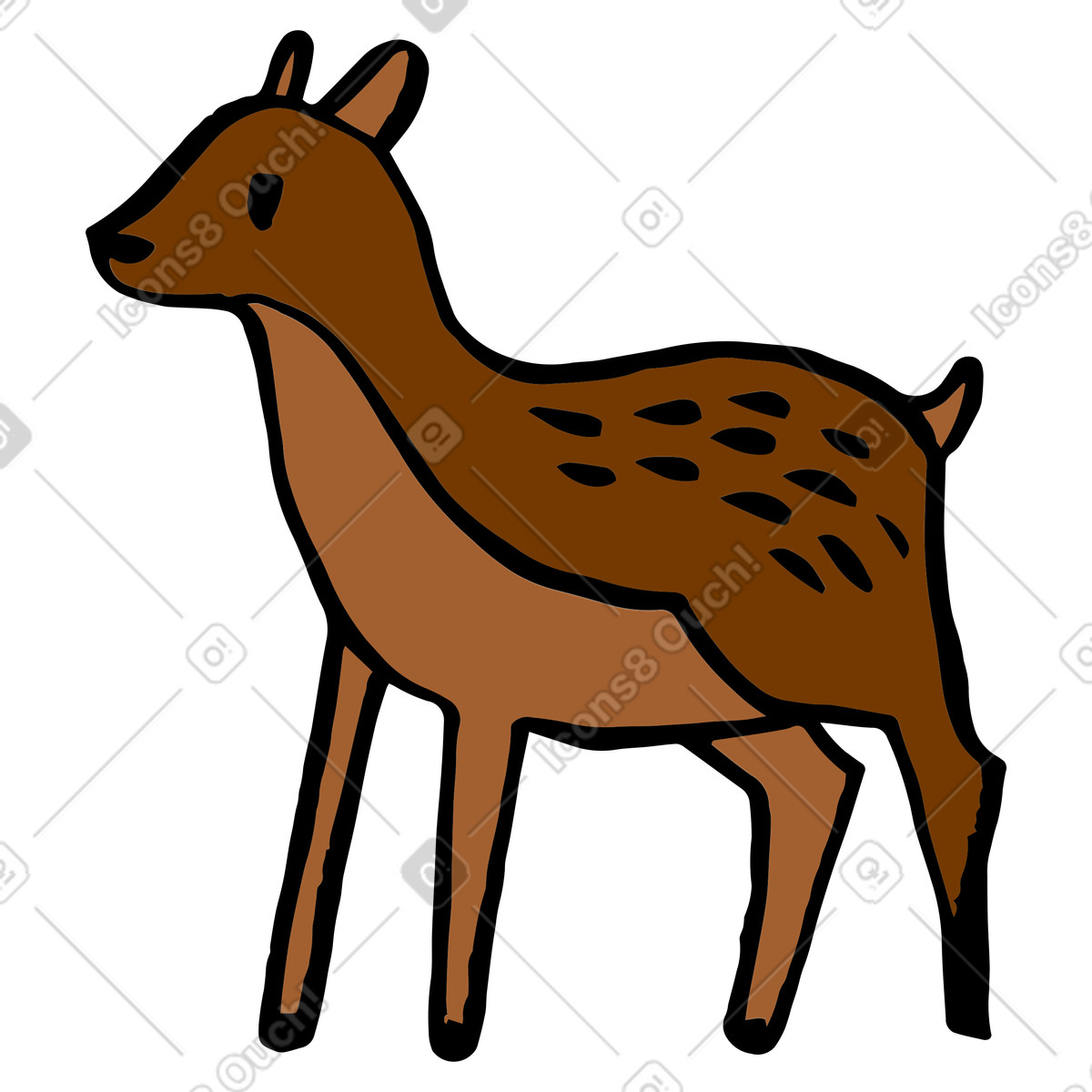 Ilustración Ciervo moteado hembra en estilo Scandi a descargar en PNG y SVG