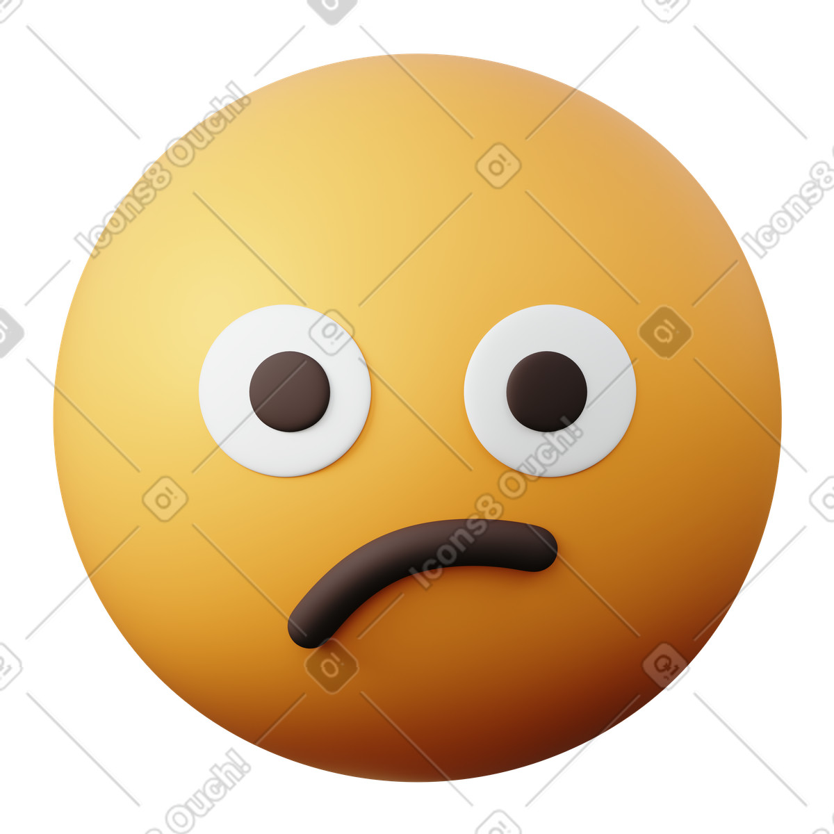 Ilustración Emoji de cara confundida en estilo 3D Sugary a descargar en PNG y SVG