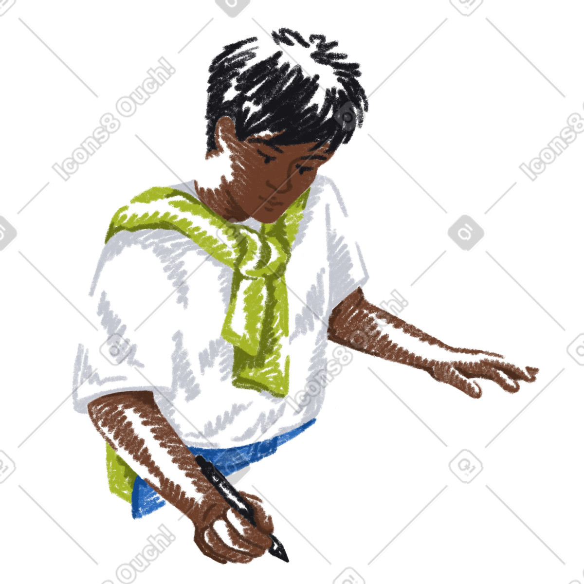 下载 Sketchbook 风格的 Man with a pencil 插画，支持 PNG、SVG 格式
