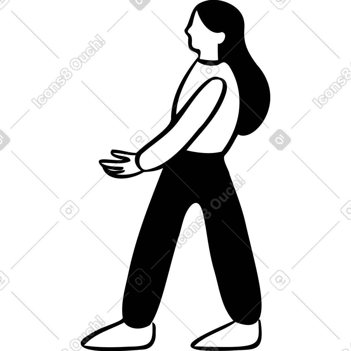 Woman carrying something heavy illustration in Journal style download in PNG, SVG