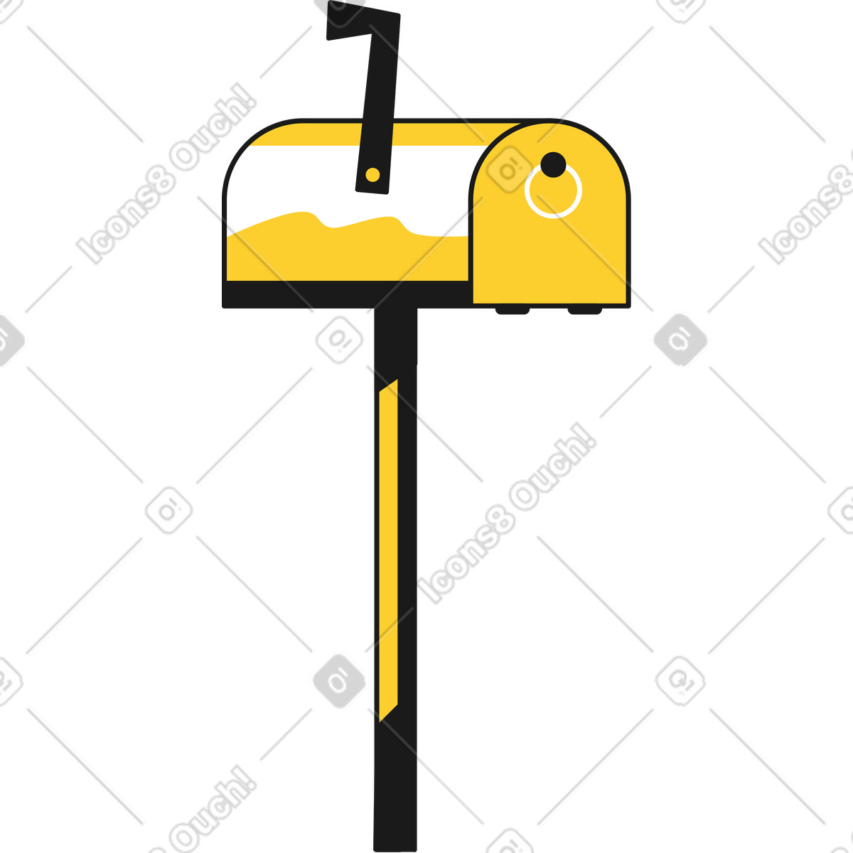 Postfach mit post-Illustration im Taxi-Stil als Download in PNG, SVG