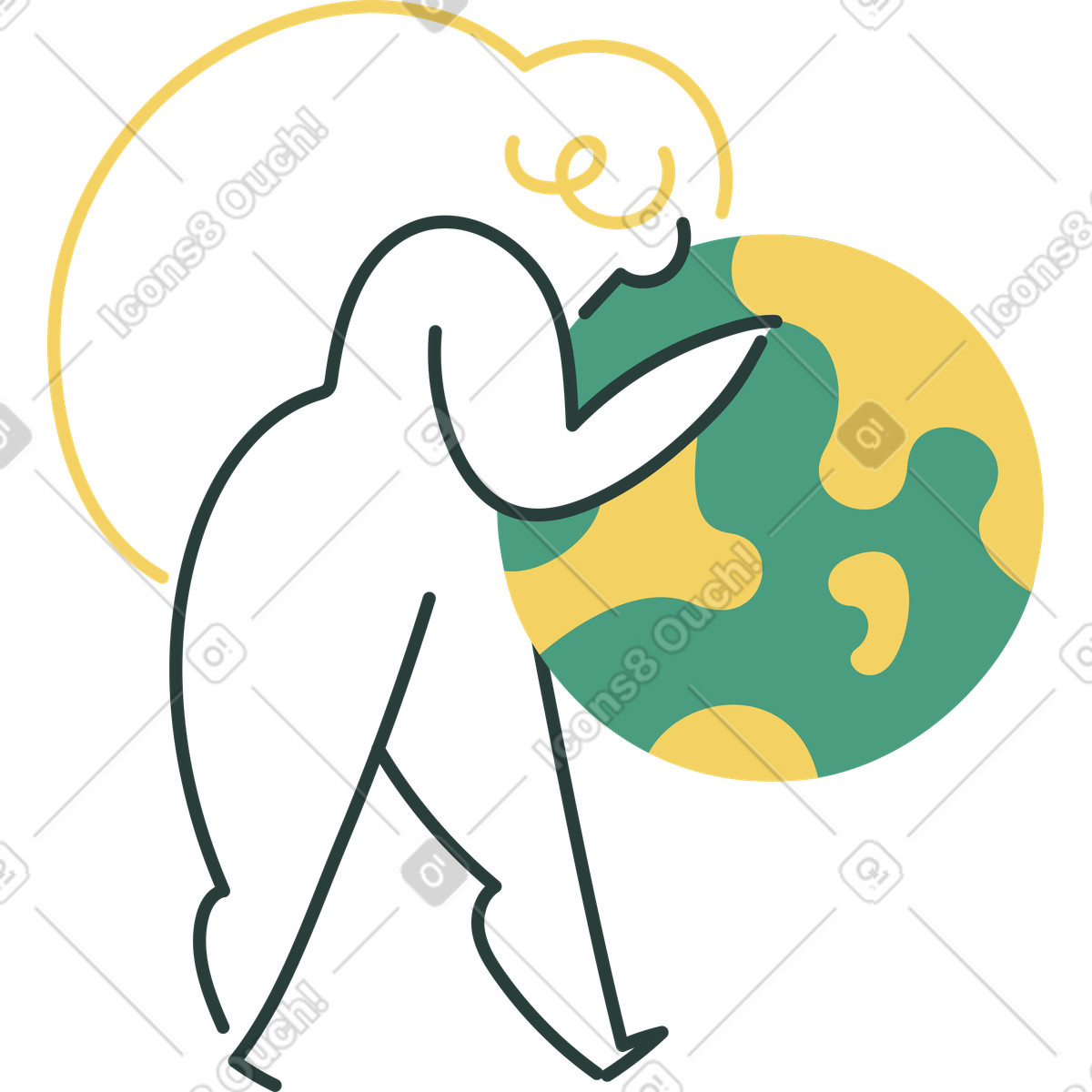 下载 Macaroni 风格的 地球女孩 插画，支持 PNG、SVG 格式