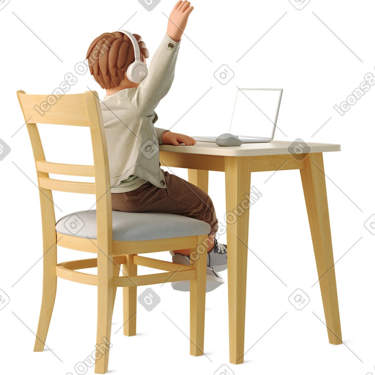 Little boy at the table illustration in 3D Business style download in PNG, SVG