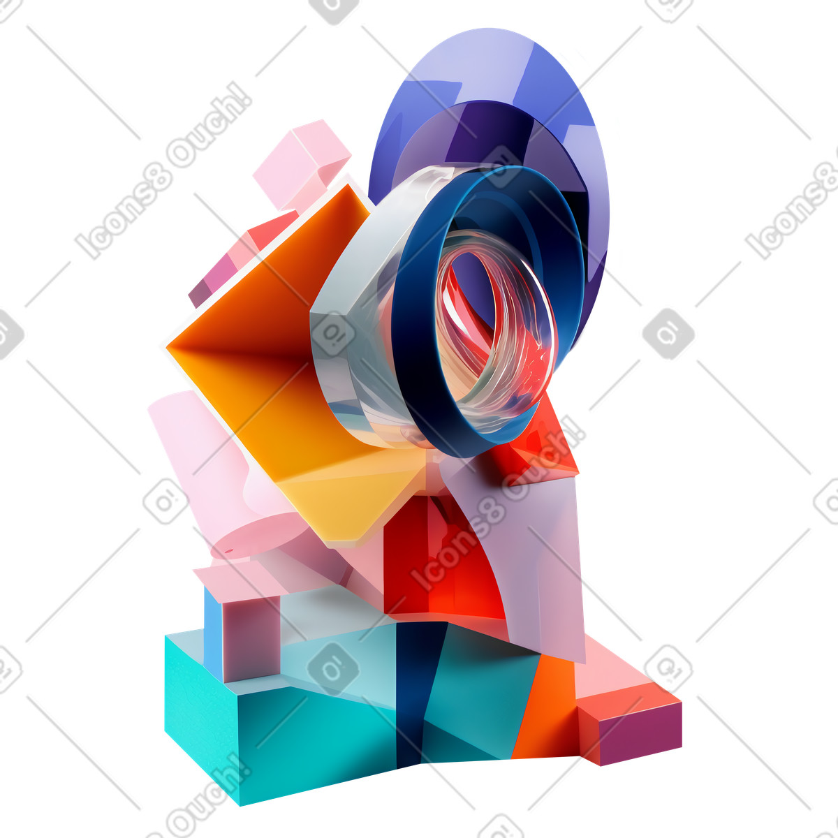 Abstract glass composition illustration featuring swirls clipart in PNG, SVG