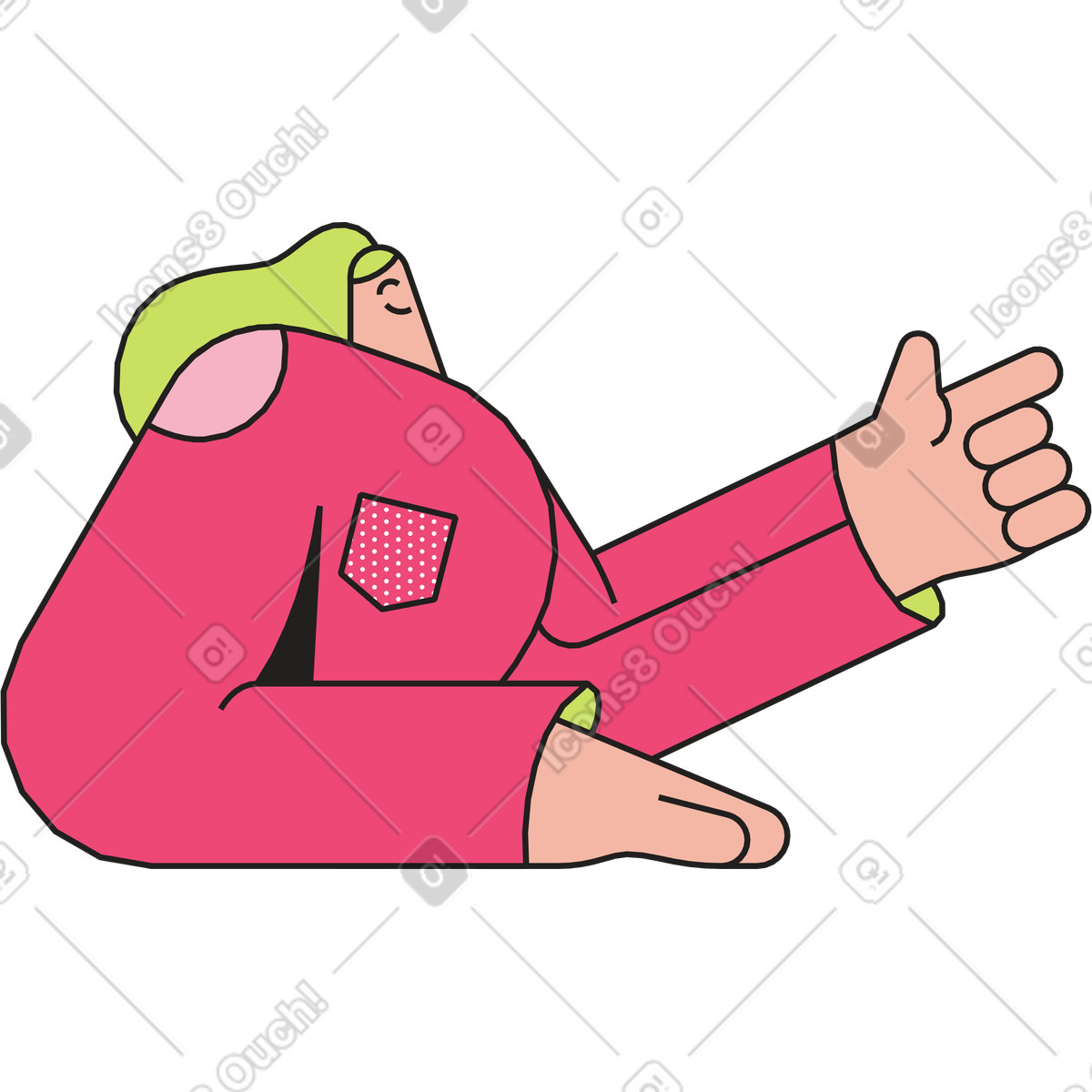 Frau zeigt mit dem finger auf etwas-Illustration im Dazzle-Stil als Download in PNG, SVG