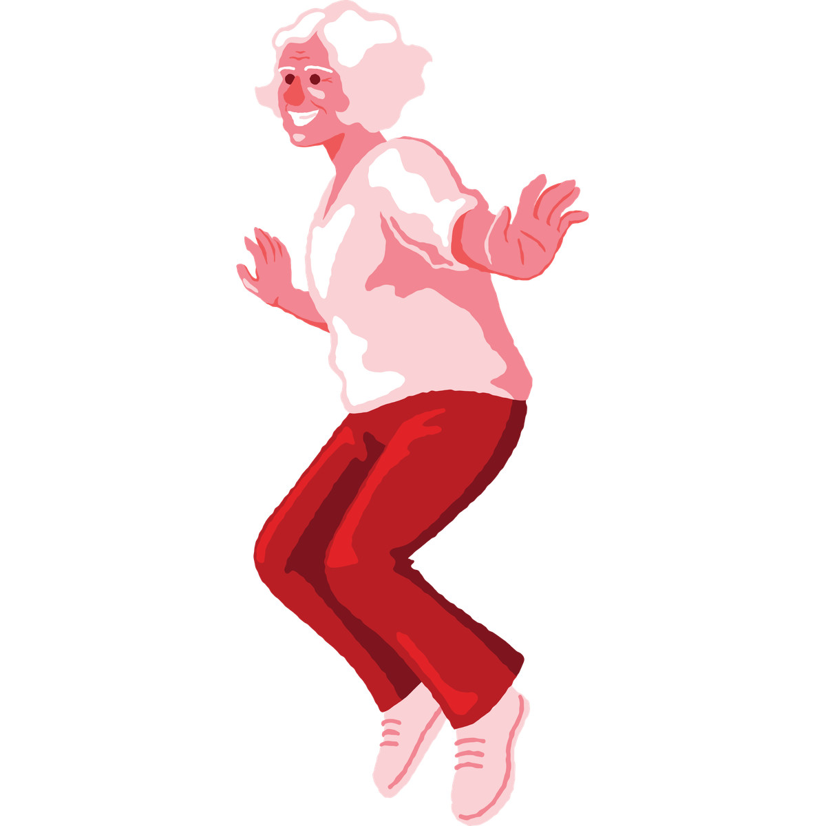 下载 Cherry 风格的 Old woman jumping side view 插画，支持 PNG、SVG 格式