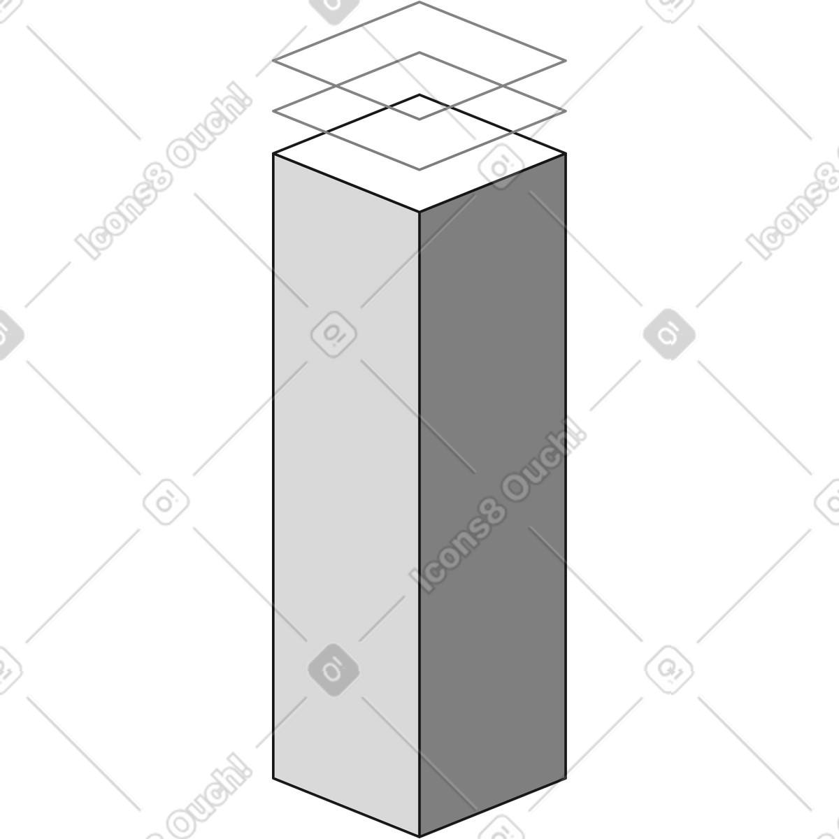 Grey isometric column graph with growth illustration in Futuristic style download in PNG, SVG