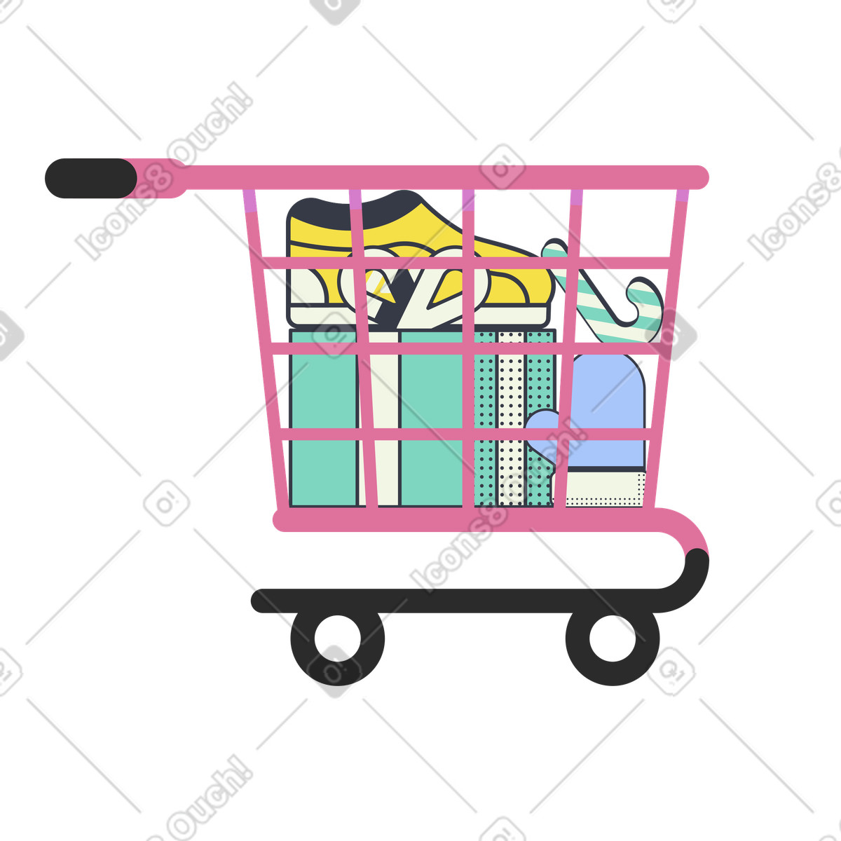 Ilustración Carrito de compras navideño en estilo Abstract a descargar en PNG y SVG